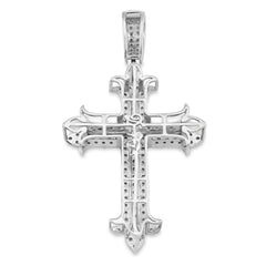 10k White Gold 1.5CTW Natural Diamond Cross Pendant Religious Mens Charm 6.9g