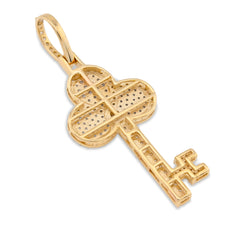 10k Yellow Gold 0.9 CTW Natural Diamond Lucky Key Shape Pendant 2.9gms Charm