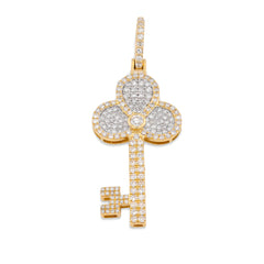 10k Yellow Gold 0.9 CTW Natural Diamond Lucky Key Shape Pendant 2.9gms Charm