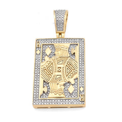10k Yellow Gold 0.60CTW Natural Diamond "King of Spades" Rectangle Pendant 8.8gm