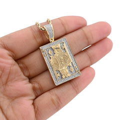10k Yellow Gold 0.60CTW Natural Diamond "King of Spades" Rectangle Pendant 8.8gm