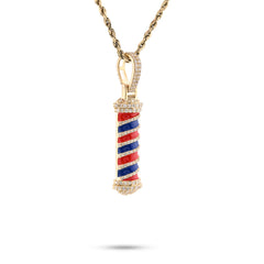 10k Yellow Gold 0.85CTW Natural Diamond Barber Pole Pendant 4.4gms Charm For Men
