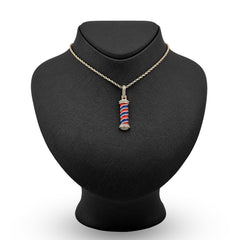 10k Yellow Gold 0.85CTW Natural Diamond Barber Pole Pendant 4.4gms Charm For Men