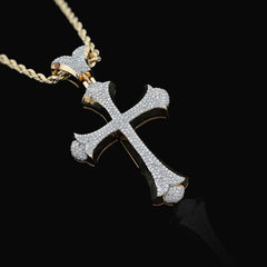 10k Yellow Gold 0.90 CTW Natural Diamond Cross Pendant Religious Charm 4.5gms