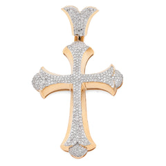 10k Yellow Gold 0.90 CTW Natural Diamond Cross Pendant Religious Charm 4.5gms