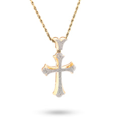 10k Yellow Gold 0.90 CTW Natural Diamond Cross Pendant Religious Charm 4.5gms