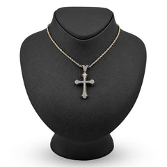 10k Yellow Gold 0.90 CTW Natural Diamond Cross Pendant Religious Charm 4.5gms