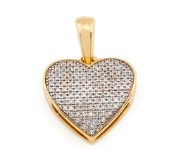 Womens 10k Yellow Gold 0.24CTW Natural Diamond Heart Shaped Pendant 1.9gms Charm