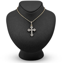 Mens 10k Yellow Gold 1.20CTW Natural Diamond Budded Cross Charm 6.5gms Pendant