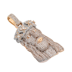10k Yellow Gold 9.75 CTW Natural Diamond Crowned Jesus Head Charm 43.5gm Charm