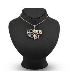Mens 10k Yellow Gold 1CTW Natural Diamond "Loyalty First" Charm 12.8gms Pendant