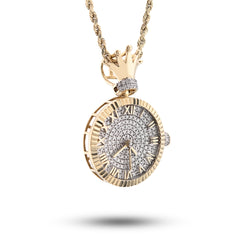 10k Yellow Gold 1CTW Natural Diamond Clock Roman Dial Crown Pendant 7.8gms Charm