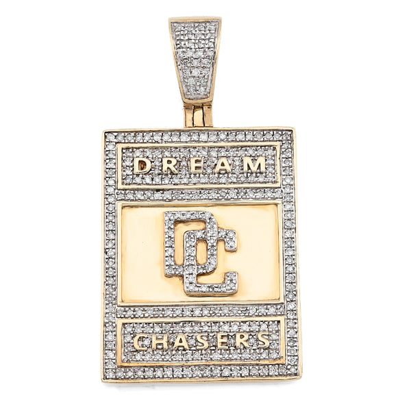 10k Yellow Gold "Dream Chasers" Rectangle Pendant 0.75CTW Natural Diamond Charm