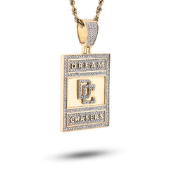 10k Yellow Gold "Dream Chasers" Rectangle Pendant 0.75CTW Natural Diamond Charm