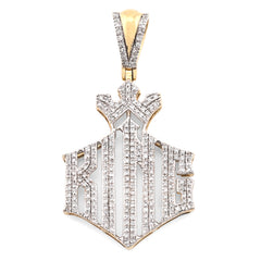 10k Yellow Gold Mens "KING" Crown Charm 0.50CTW Natural Diamond 3.2gms Pendant