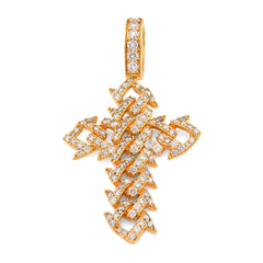 10k Yellow Gold Cuban Link Cross Pendant 2.5CTW Natural Diamond Mens 10.3g Charm