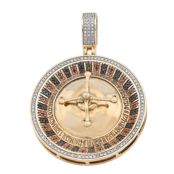 10k Yellow Gold 0.55CTW Natural Diamond Roulette Casino Pendant Mens 16.1g Charm