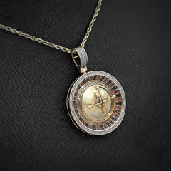 10k Yellow Gold 0.55CTW Natural Diamond Roulette Casino Pendant Mens 16.1g Charm