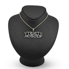 10k Yellow Gold 1.1CTW Natural Diamond "Trust Nobody" Gun Pendant 7.1gms Charm
