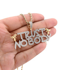 10k Yellow Gold 1.1CTW Natural Diamond "Trust Nobody" Gun Pendant 7.1gms Charm