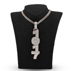 Mens Silver Moissanite Custom Dropdown "1017" Charm 71.6gm Hip Hop Pendant