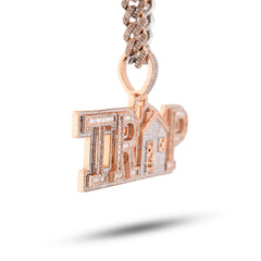 10k Rose Gold Trap House Custom Pendant 4.03 CTW Round/Baguette Charm 28.7gm
