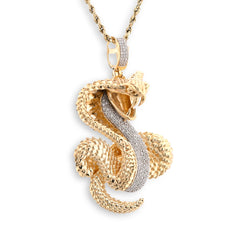 Fine 10k Yellow Gold 0.50CTW Natural Round Diamond Cobra Pendant 33gm Mens Charm