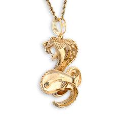 Fine 10k Yellow Gold 0.50CTW Natural Round Diamond Cobra Pendant 33gm Mens Charm