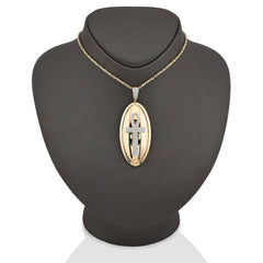 10k Yellow Gold 0.65CTW Natural Diamond Oval Ankh Cross Pendant 15.6g Mens Charm