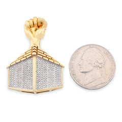 10k Yellow Gold 1.1CTW Natural Diamond House Shape Pendant Close Fist 6.9g Charm