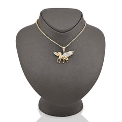 10k Yellow Gold 0.2CTW Natural Diamond Winged Horse Mens Pendant 7.7gms Charm