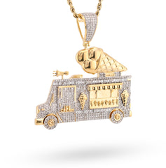10k Yellow Gold 1.8 CTW Natural Diamond Ice Cream Truck Men Charm 16gms Pendant