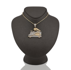 10k Yellow Gold 1.8 CTW Natural Diamond Ice Cream Truck Men Charm 16gms Pendant