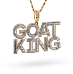 10k Yellow Gold "Goat King" Men Pendant 1.5CTW Natural Round Diamond 13.6g Charm