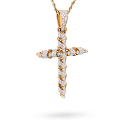 10k Yellow Gold Segmented Cross Pendant 2.8CTW Natural Diamond Mens 9.8gms Charm