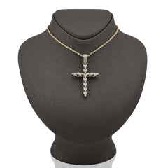 10k Yellow Gold Segmented Cross Pendant 2.8CTW Natural Diamond Mens 9.8gms Charm