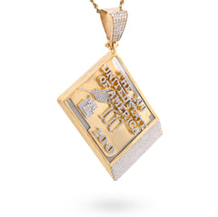 10k Yellow Gold "USA 100$" Bill 3.5CTW Natural Diamond Mens Charm 36.5gm Pendant