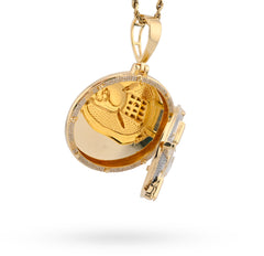 10k Yellow Gold 1.2CT Natural Diamond Vault Door Picture Pendant Men 16.3g Charm