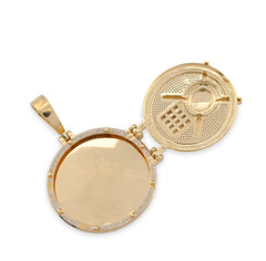 10k Yellow Gold 1.2CT Natural Diamond Vault Door Picture Pendant Men 16.3g Charm