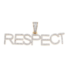 10k Yellow Gold "RESPECT" 0.38CTW Natural Diamond Mens Pendant 3.7gms ICED Charm