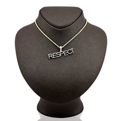 10k Yellow Gold "RESPECT" 0.38CTW Natural Diamond Mens Pendant 3.7gms ICED Charm