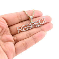 10k Yellow Gold "RESPECT" 0.38CTW Natural Diamond Mens Pendant 3.7gms ICED Charm