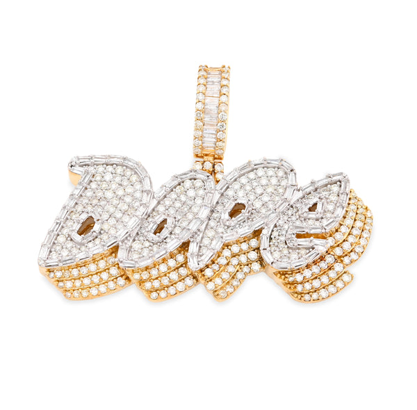 10k Yellow Gold 3.75CTW Natural Round/Baguette Diamond "DOPE" Pendant 5.1g Charm