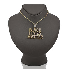 10k Yellow Gold 1.65CTW Natural Diamond "BLACK LIVES MATTER" Mens Pendant 11.7gm