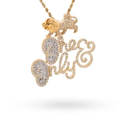 10k Yellow Gold "One & Only" Lion Bail 2.87CT Round/Baguette Diamond 13g Pendant