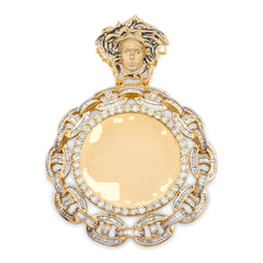 10k Yellow Gold Baguette Cuban Link Medusa 4.18CTW Diamond 21gms Picture Pendant