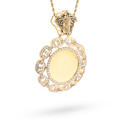 10k Yellow Gold Baguette Cuban Link Medusa 4.18CTW Diamond 21gms Picture Pendant
