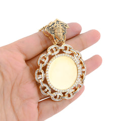 10k Yellow Gold Baguette Cuban Link Medusa 4.18CTW Diamond 21gms Picture Pendant