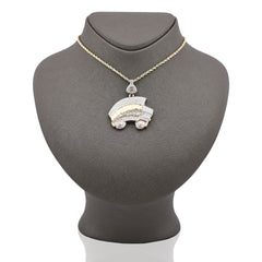 10k Yellow Gold "Don't Miss Tha Bus" Pendant 2.5CT Natural Diamond 12.6g Pendant