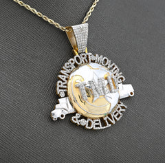 10k Yellow Gold TMD Globe Truck 2 CTW Natural Diamond Charm 28.9gms Mens Pendant